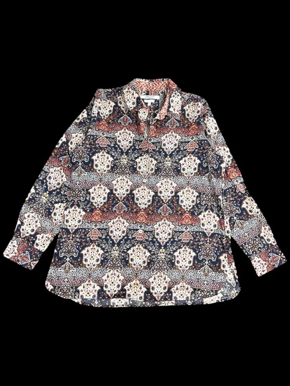 Vintage Foxcroft Boho Medallion Button Down